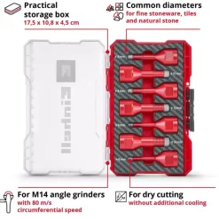 M-CASE 7-pc. Diamond Tile Drill Bit Set, M14, Ø 6–14 mm