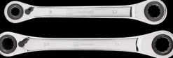 2-pc. Double Ratcheting Ring Spanner Set, 4-in-1