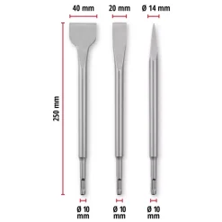3-pc. SDS Plus Chisel Set, 250 mm