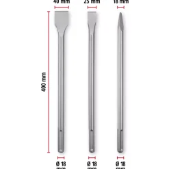 3-pc. SDS-Max Chisel Set, 400 mm
