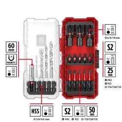 S-CASE 18-pc. Impact Bit Set with Metal Drill Bits