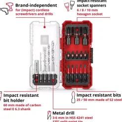 S-CASE 18-pc. Impact Bit Set with Metal Drill Bits