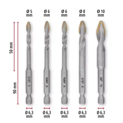 S-CASE 10-pc. TCT Tile Drill Bit Set