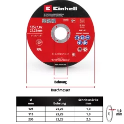 Thin Cutting Discs, Ø 125 x 1 mm, 5 pcs.